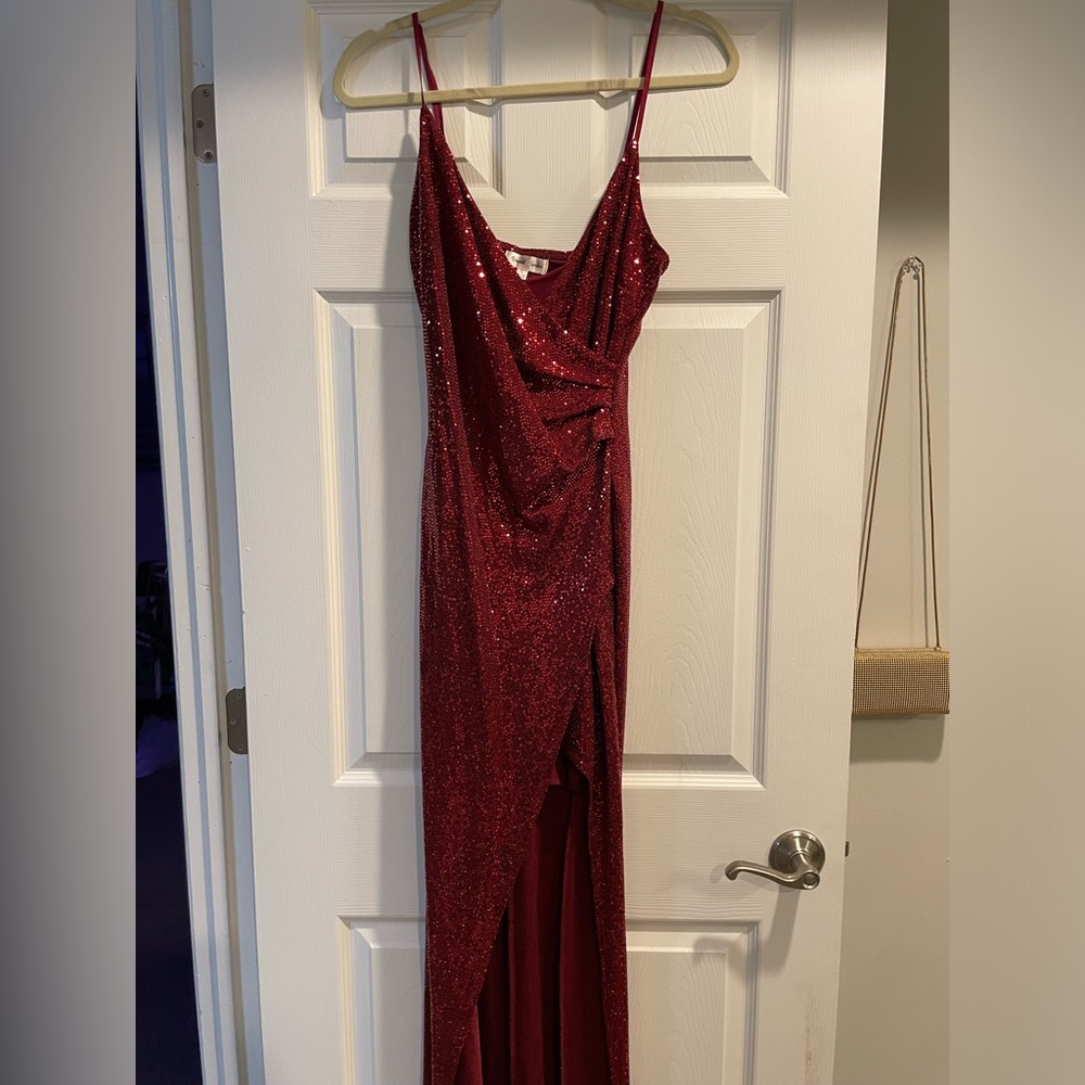 Red sequin maxi dress